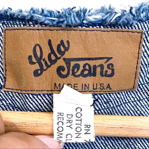 Vintage Lida Jeans Raw Seams Trim Double Snap Vest - Picture 5 of 6